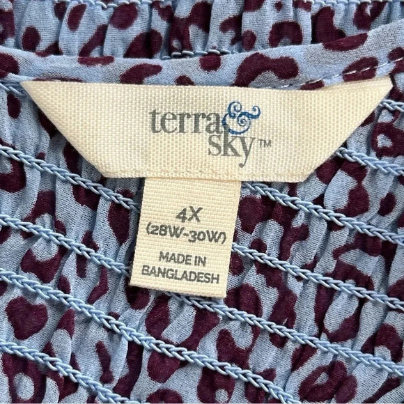 Plus Size‎ Women's 4X (28W-30W) Animal Print Tunic Top Smocked Keyhole Stretch - Picture 11 of 13